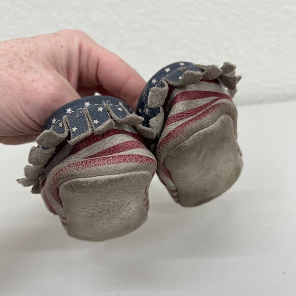 Freshly Picked Born in the USA American Flag Leather Moccasins Shoes Baby size 3 - Picture 4 of 9